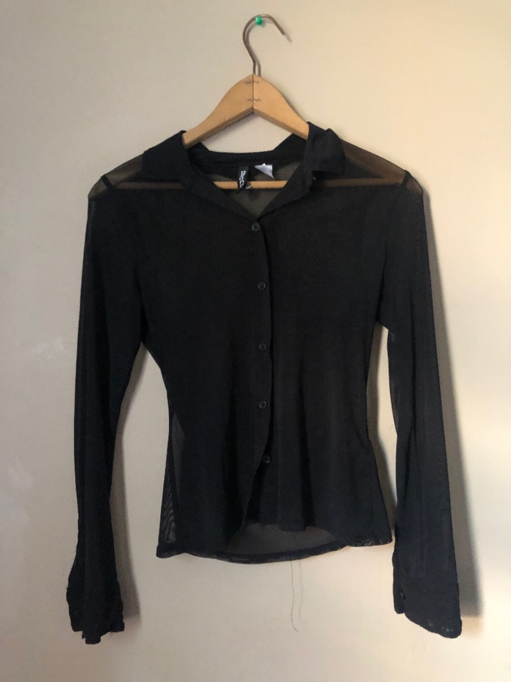 Black see through long sleeve button up
